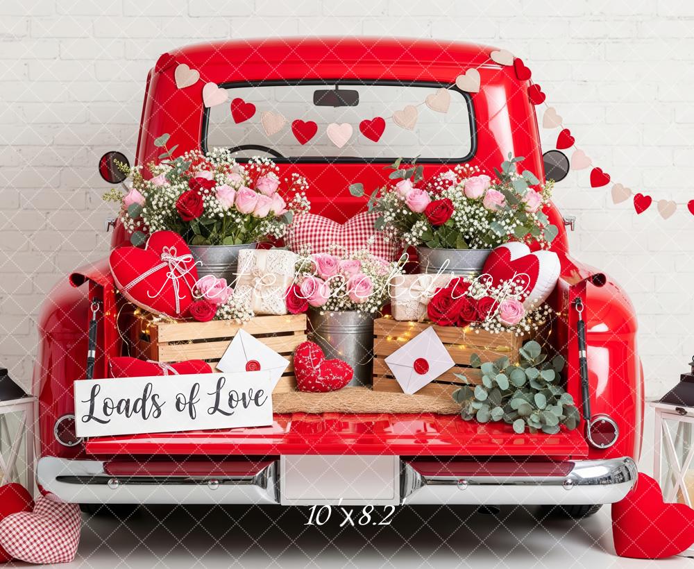 Kate Valentine Red Truck Heart Garland Backdrop Designed by Patty Robert - Image 6