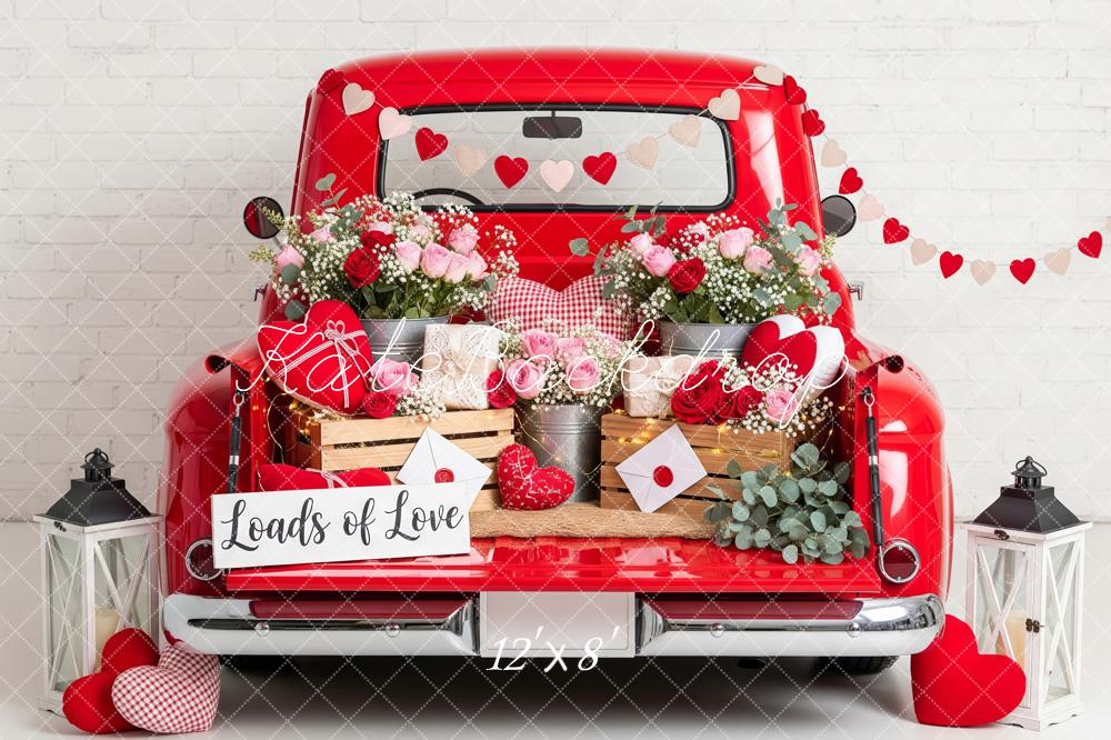 Kate Valentine Red Truck Heart Garland Backdrop Designed by Patty Robert - Image 8