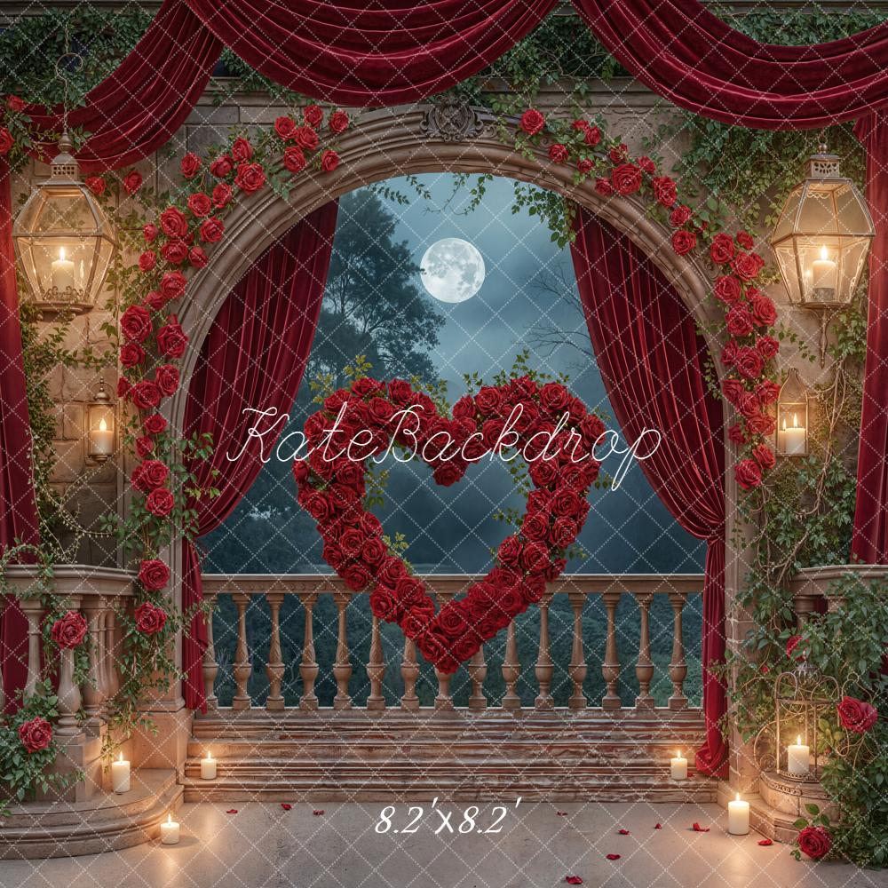 Kate Valentine Romantic Balcony Heart Roses Backdrop Designed by Emstselch - Image 5