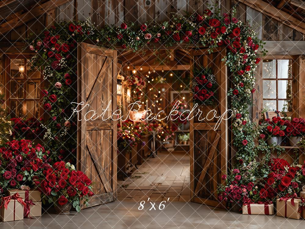 Kate Valentine Rose Wooden Barn Gifts Fleece Backdrop Designed by Emetselch