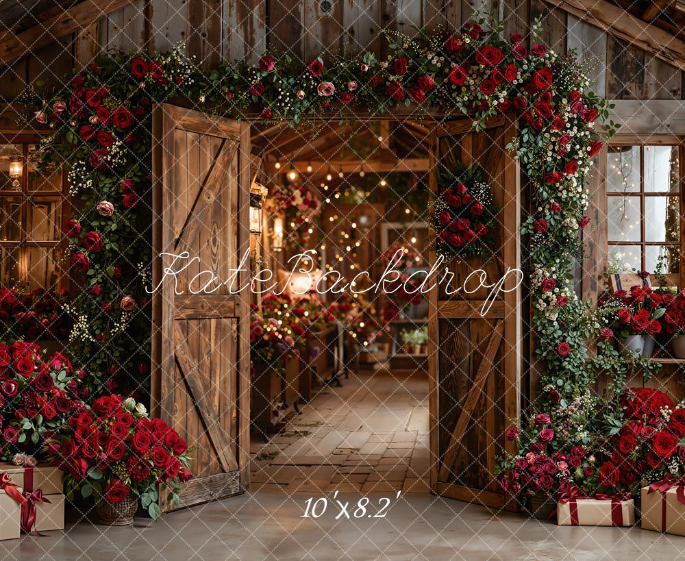 Kate Valentine Rose Wooden Barn Gifts Fleece Backdrop Designed by Emetselch - Image 3