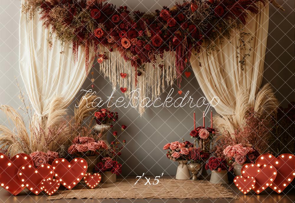 Kate Valentine Roses Garland Candles Backdrop Designed by Emetselch