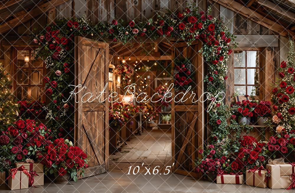 Kate Valentine Roses Wooden Cabin Roses Backdrop Designed by Emetselch - Image 4