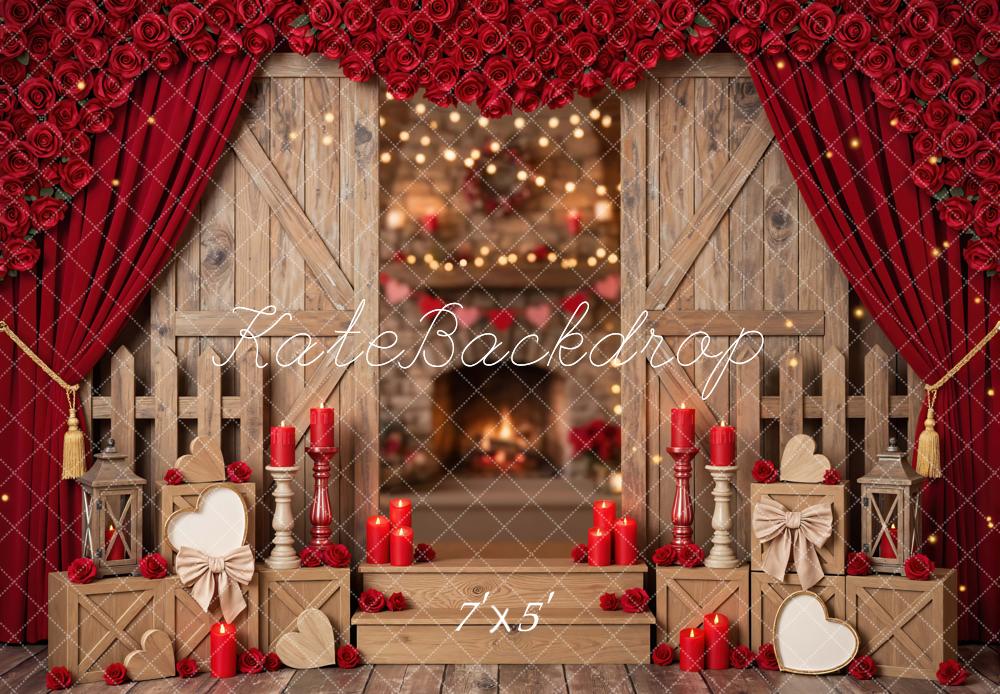 Kate Valentine Roses Wooden Crates Candles Backdrop Designed by Mini MakeBelieve