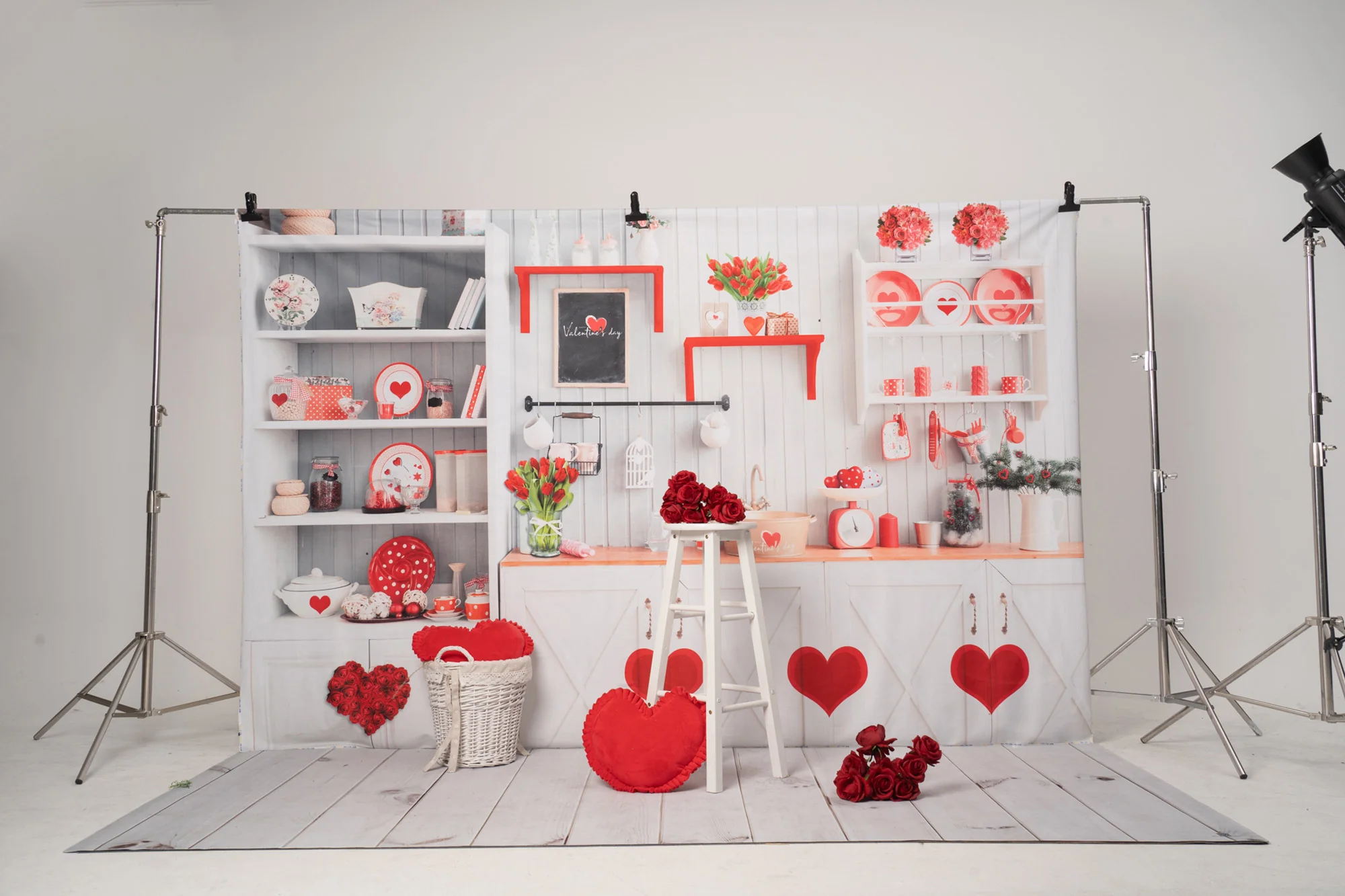Kate Valentineās Day Love Bake Kitchen Backdrop for Photography - Image 4