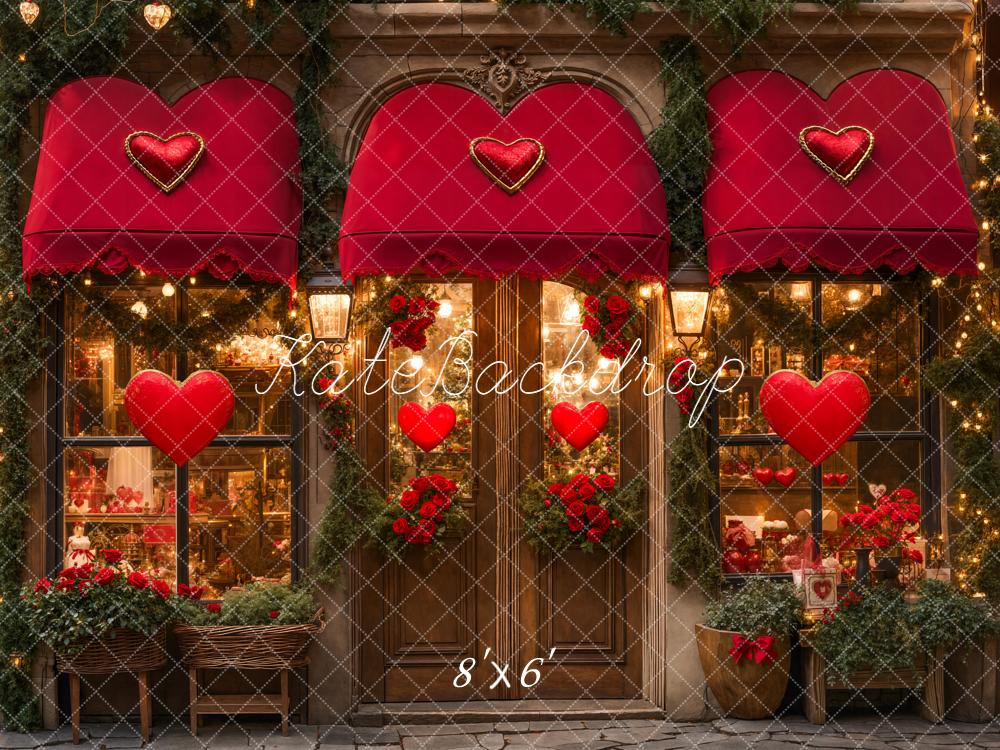 Kate Valentine Shop Red Awning Hearts Fleece Backdrop Designed by Emetselch
