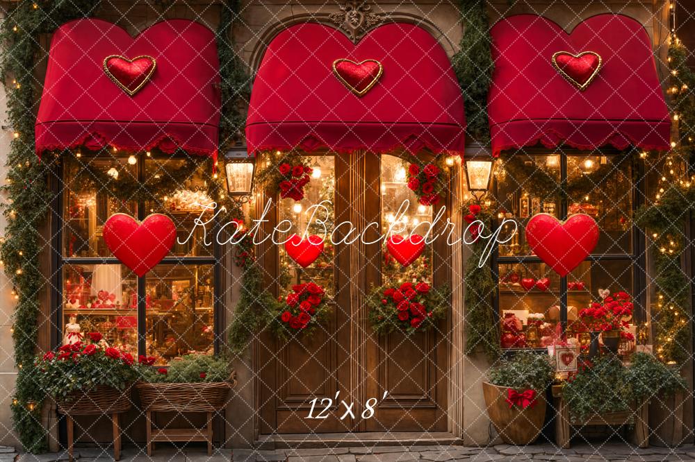 Kate Valentine Shop Red Awning Hearts Fleece Backdrop Designed by Emetselch - Image 4
