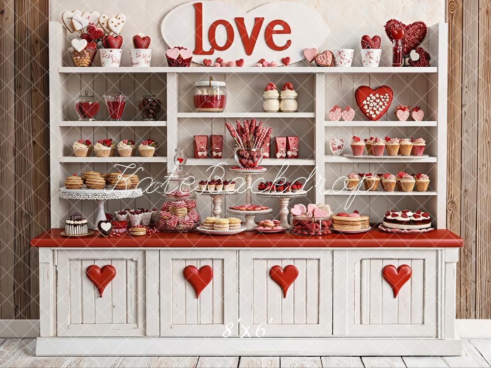 Kate Valentine Sweets Heart Decor Fleece Backdrop Designed by Emetselch