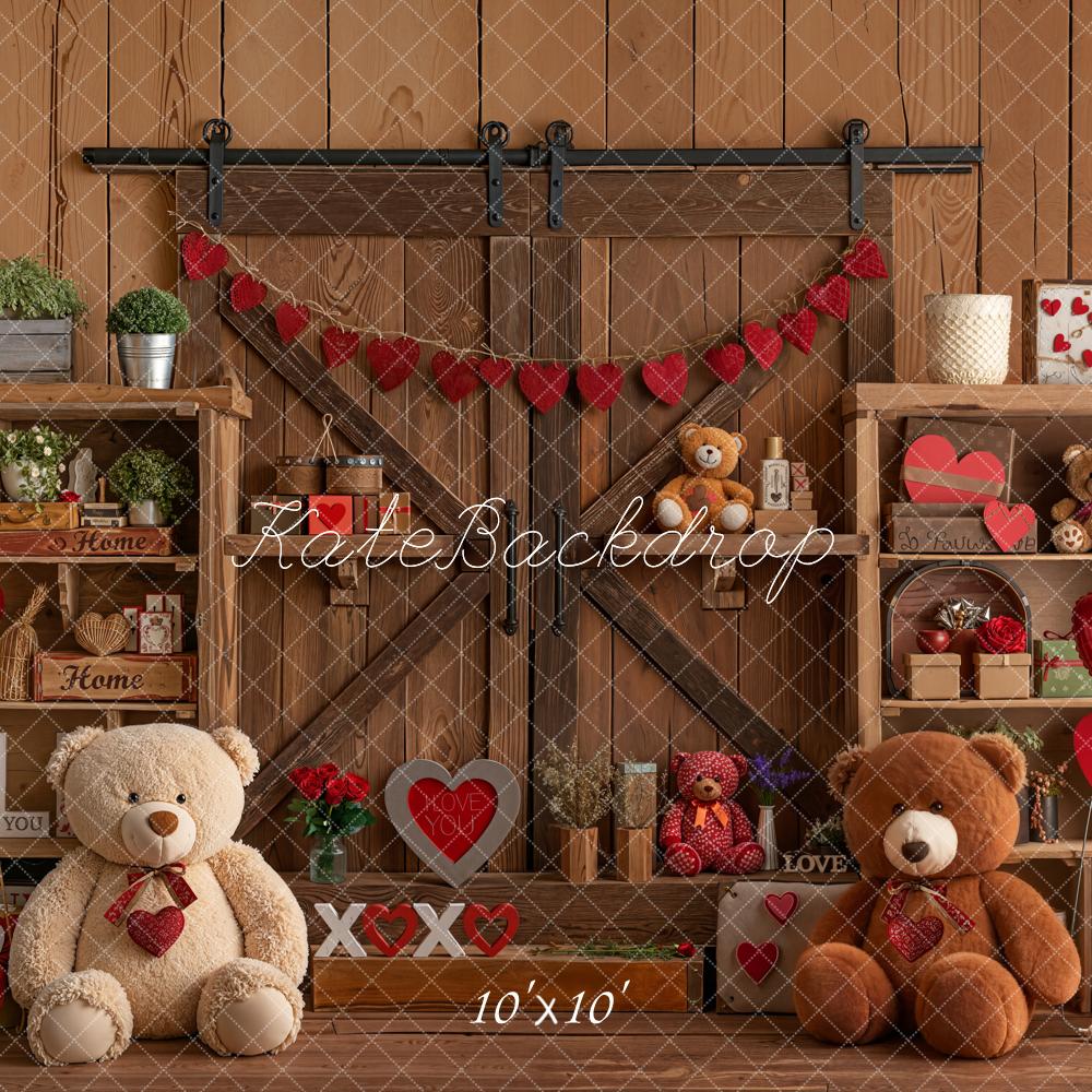 Kate Valentine Teddy Bears Wooden Shelves Backdrop Designed by Emetselch - Image 7