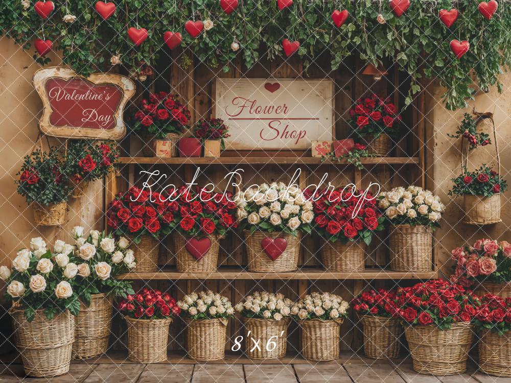 Kate Valentine's Day Flower Shop Roses Fleece Backdrop Designed by Emetselch