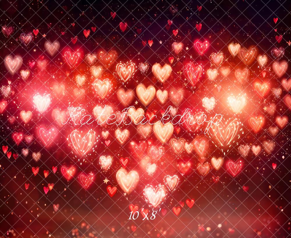 Kate Valentine's Day Heart Bokeh Red Backdrop Designed by Emetselch - Image 6