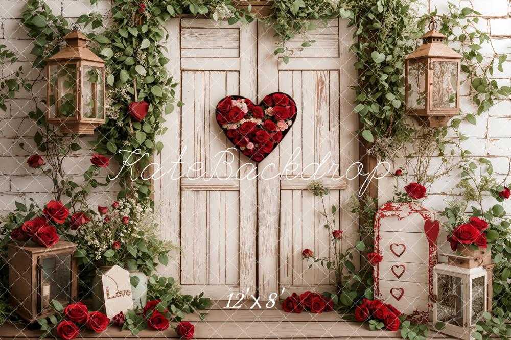 Kate Valentine's Day Heart Door Roses White Backdrop Designed by Emetselch - Image 7