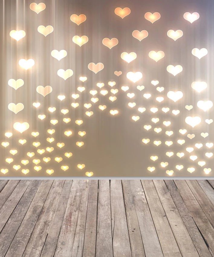 Kate Valentine's Day Hearts Wood Floor Backdrop for Photography - Image 2