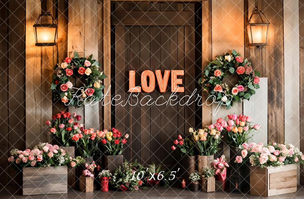 Kate Valentine's Day Love Floral Wood Door Backdrop Designed by Emetselch - Image 4