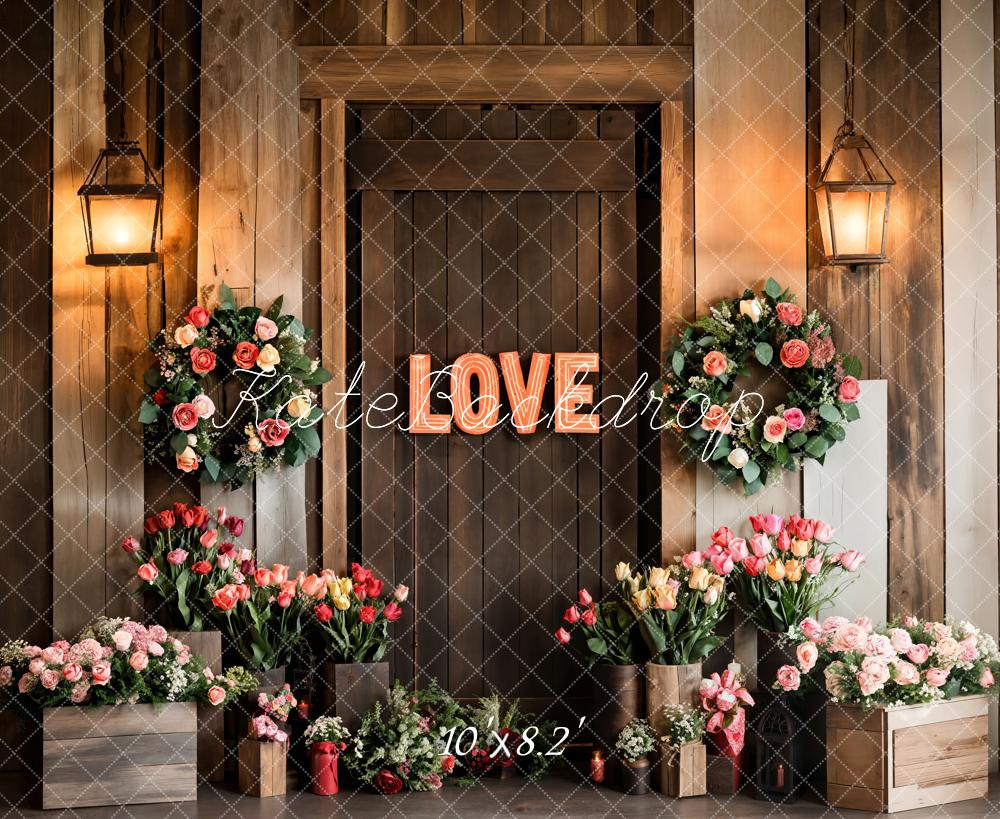 Kate Valentine's Day Love Floral Wood Door Backdrop Designed by Emetselch - Image 5