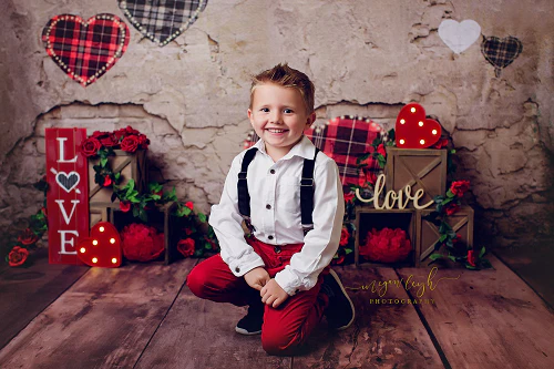 Kate Valentine's Day Love Heart Damaged Wall Backdrop for Photography Designed by JFCC