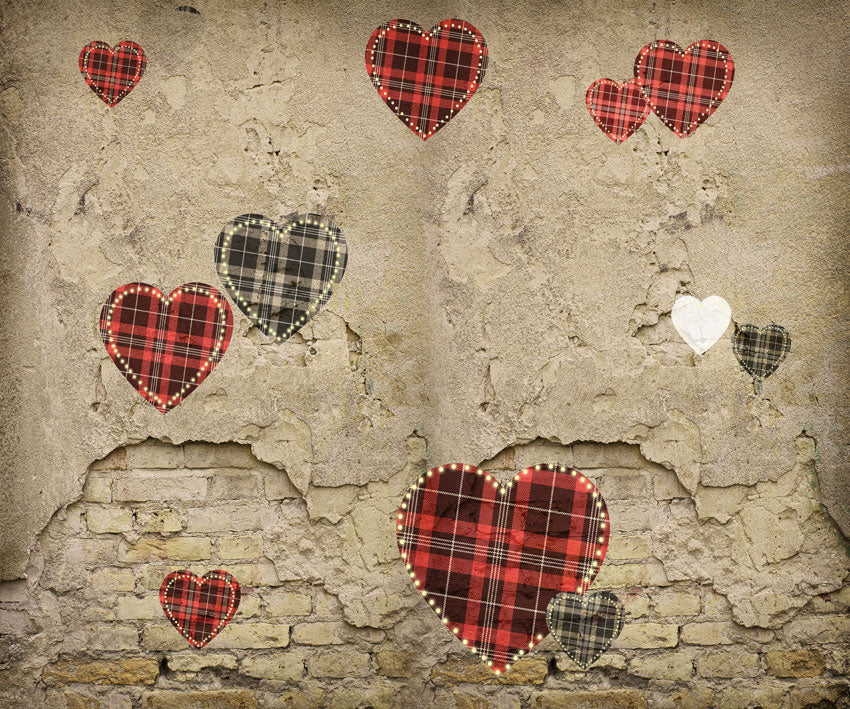 Kate Valentine's Day Love Heart Damaged Wall Backdrop for Photography Designed by JFCC - Image 6