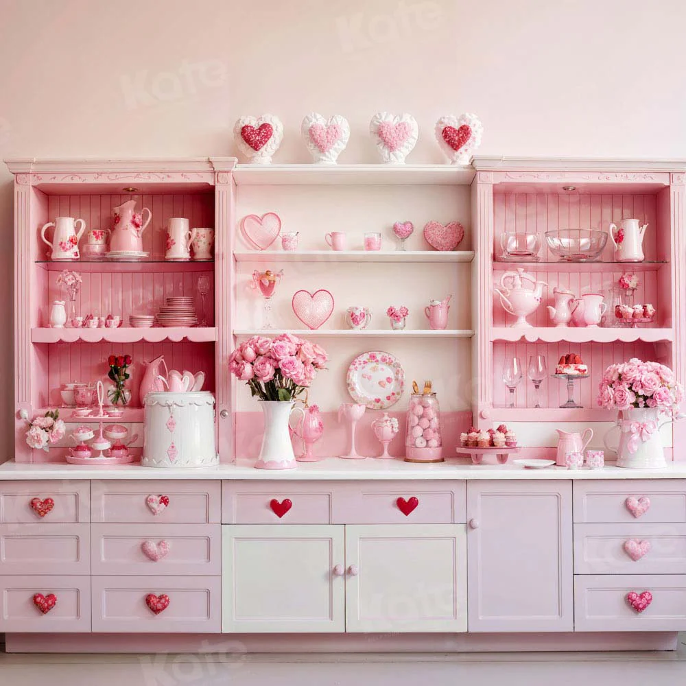 Kate Valentine's Day Pink Sweet Kitchen Backdrop Designed by Emetselch - Image 5