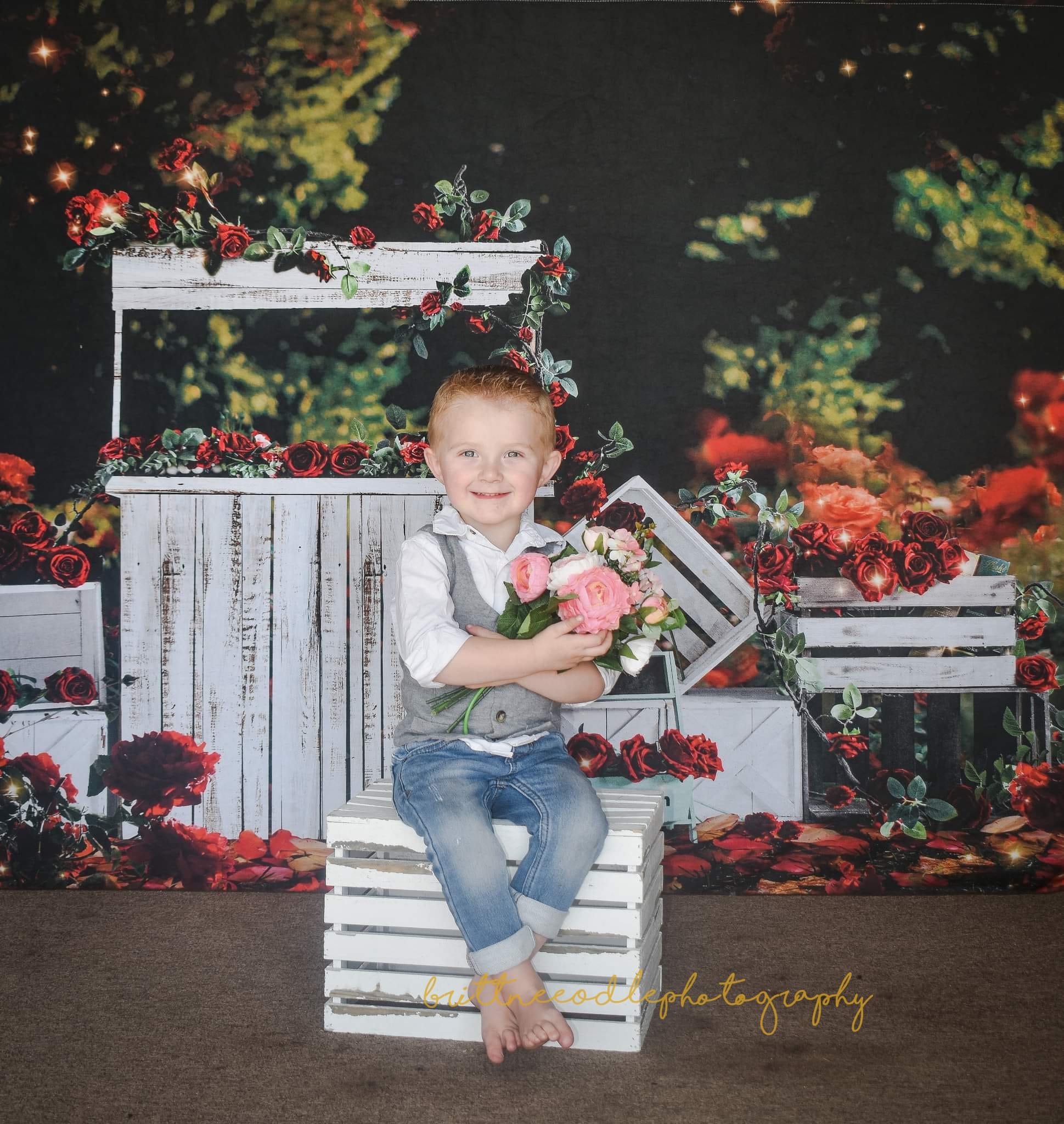 Kate Valentine's Day Rose Night Backdrop for Photography