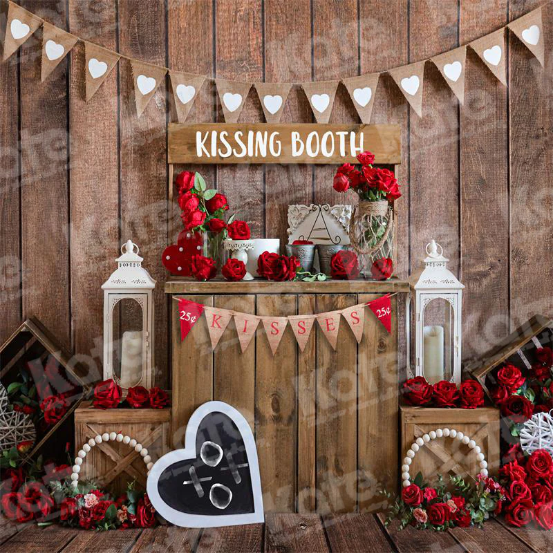 Kate Valentine's Day Rose Vintage Wood Backdrop for Photography - Image 2