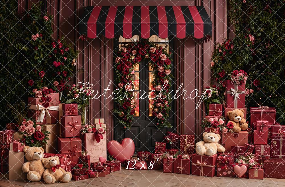 Kate Valentine's Day Rose Wreath Gift Teddy Bears Backdrop Designed by Emetselch - Image 8
