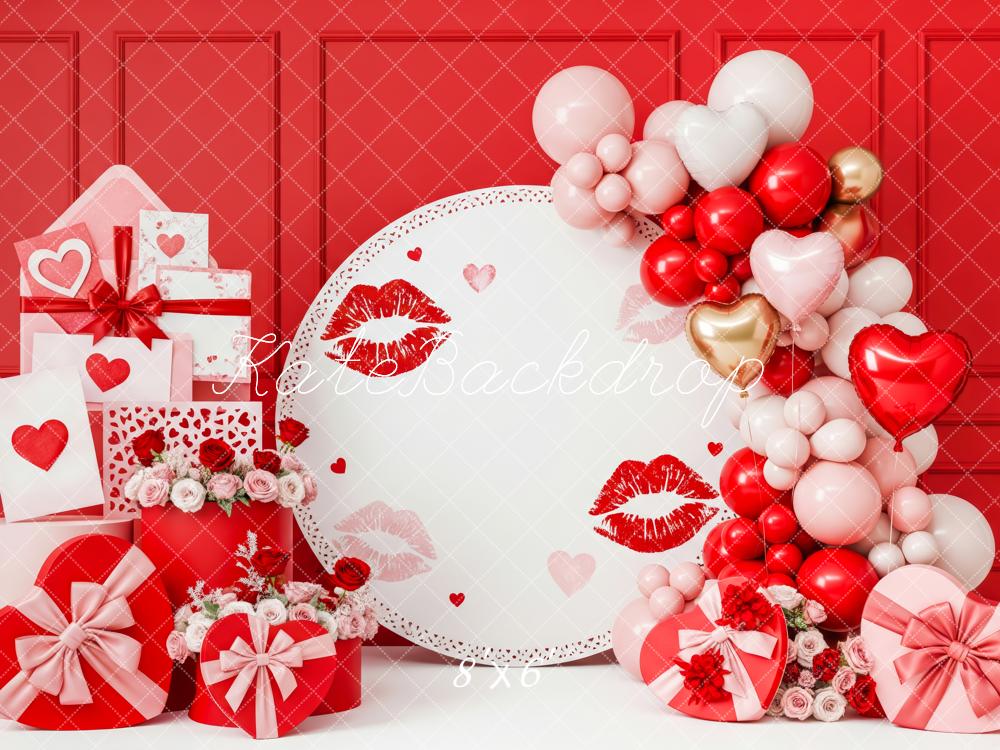 Kate Valentines Hearts Balloons Roses Gifts Fleece Backdrop Designed by Patty Robert