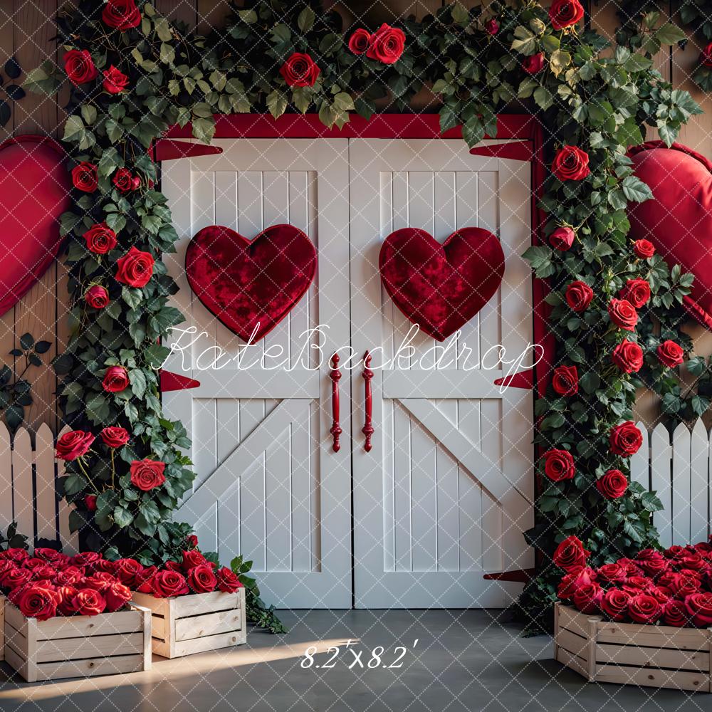 Kate Valentines Hearts Roses White Fence Backdrop Designed by Mini MakeBelieve - Image 5