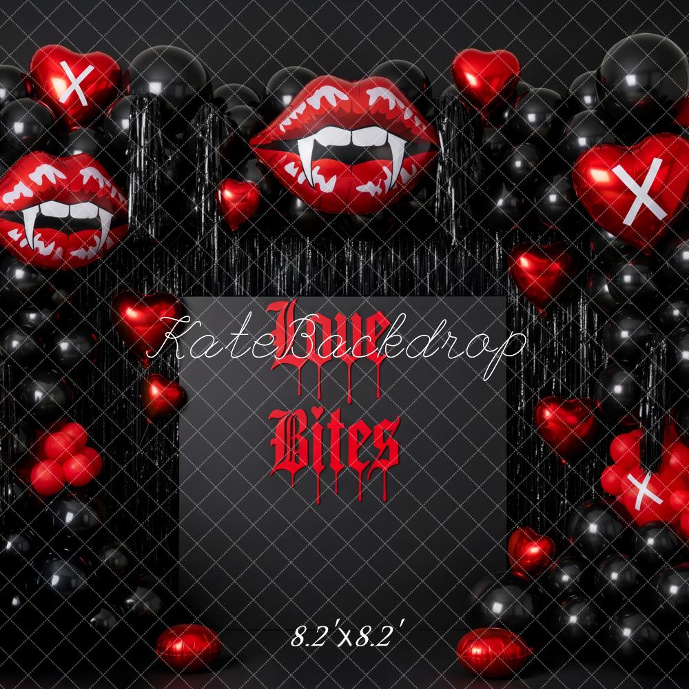 Kate Vampire Lips Heart Balloons Black Red Backdrop Designed by Patty Robert - Image 5