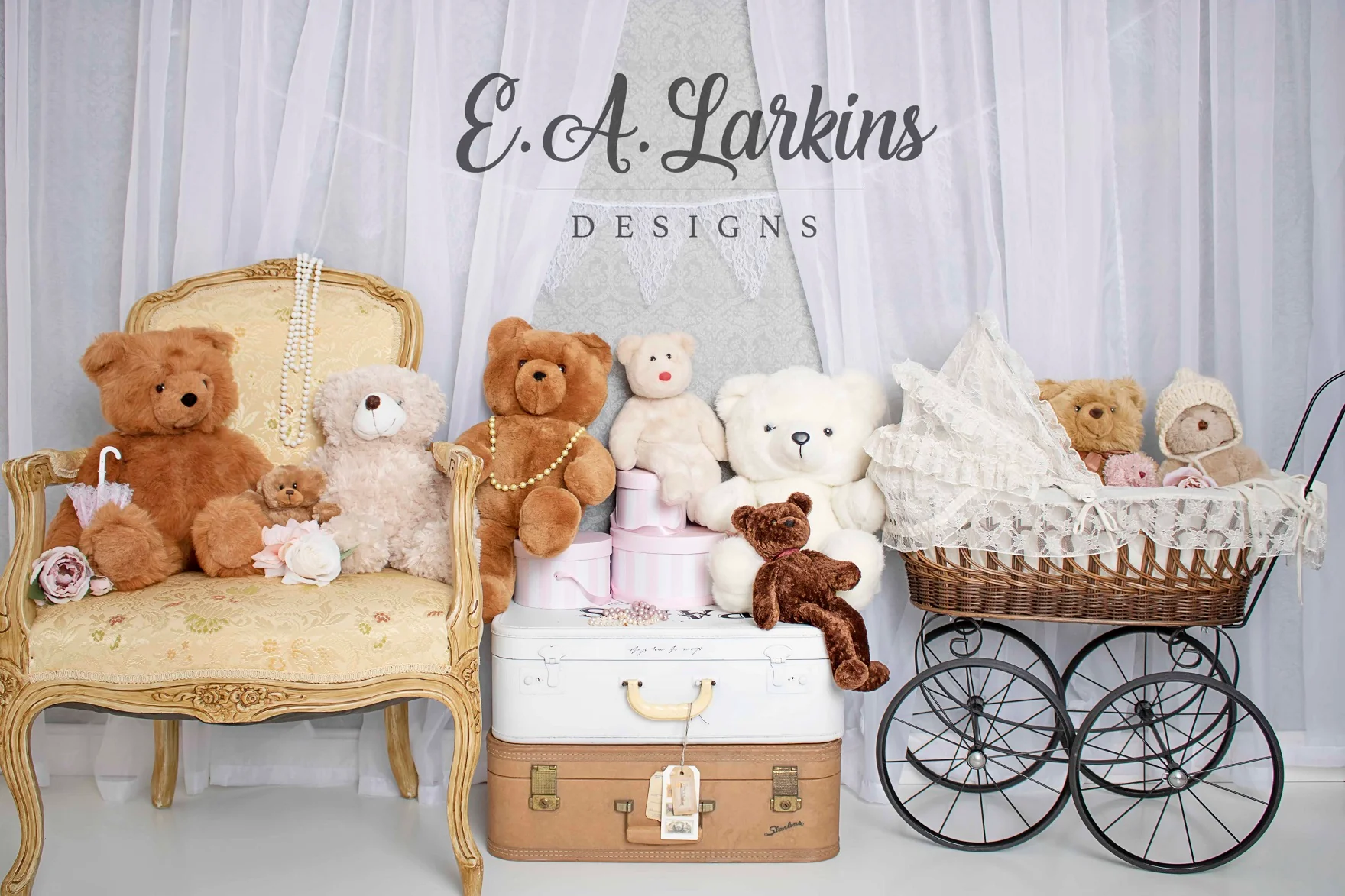 Kate Victorian Teddy Bear Backdrop for Photography Designed By Erin Larkins