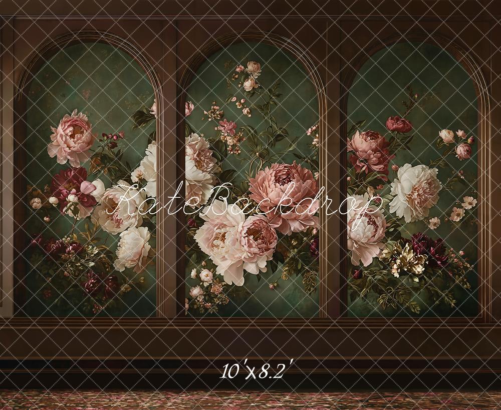 Kate Vintage Arch Peonies Green Fleece Backdrop Designed by Kate Image - Image 3
