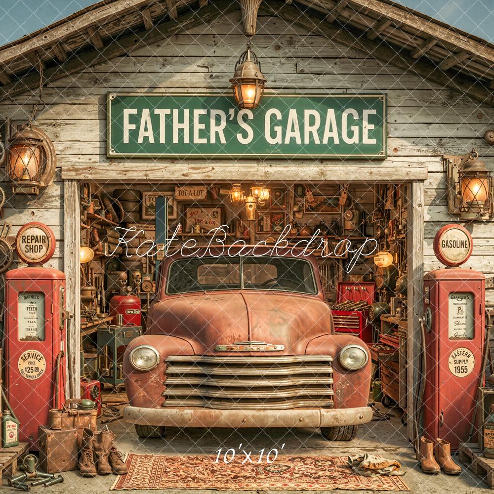 Kate Vintage Garage Old Truck Petrol Pumps Backdrop Designed by Chain Photography - Image 7