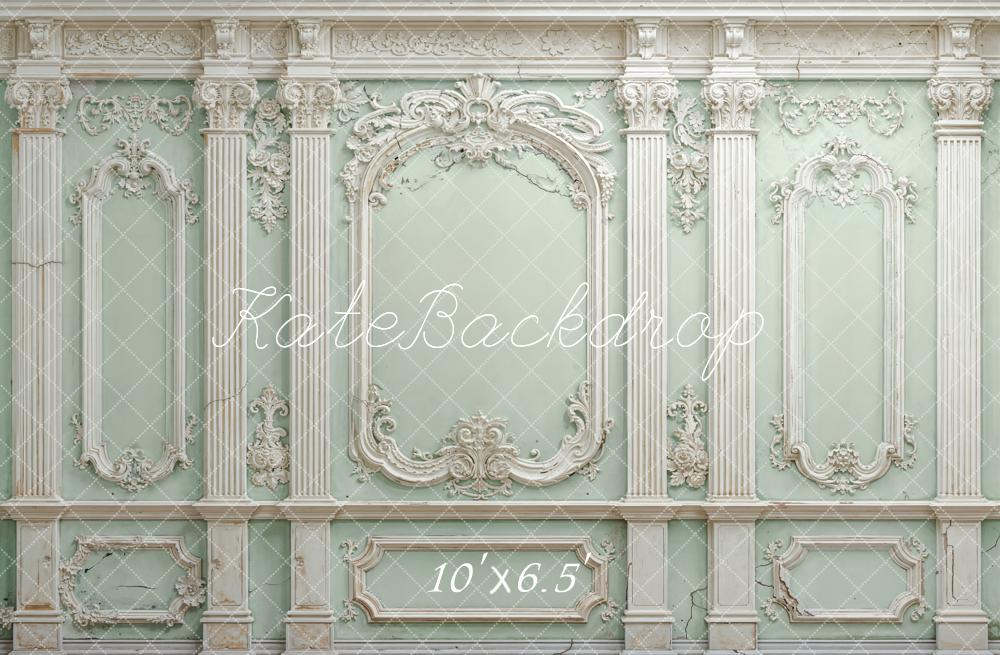 Kate Vintage Ornate Panelled Wall Mint Fleece Backdrop Designed by Emetselch - Image 2