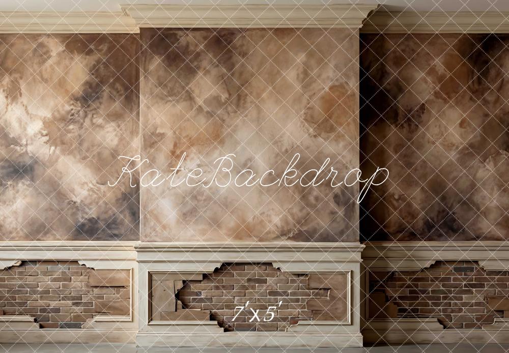 Kate Vintage Wall Exposed Brick Brown Backdrop Designed by Mini MakeBelieve
