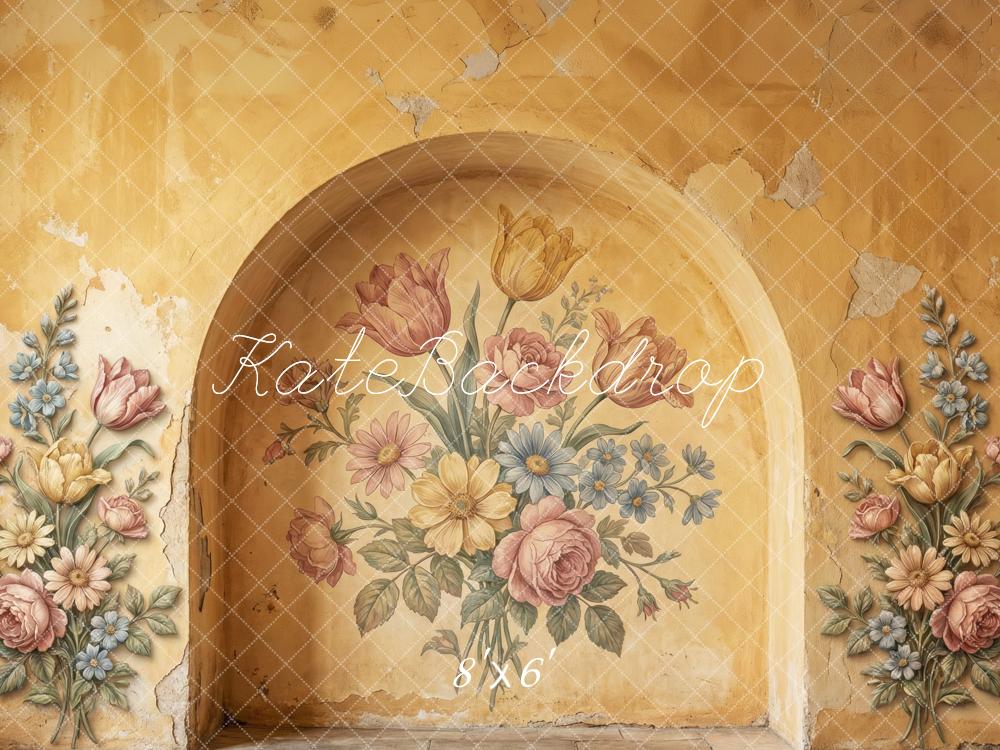Kate Vintage Wall Floral Niche Yellow Fleece Backdrop Designed by Patty Robert