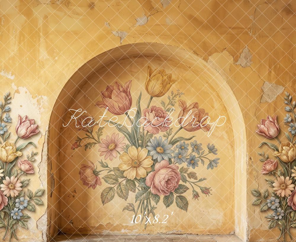 Kate Vintage Wall Floral Niche Yellow Fleece Backdrop Designed by Patty Robert - Image 3