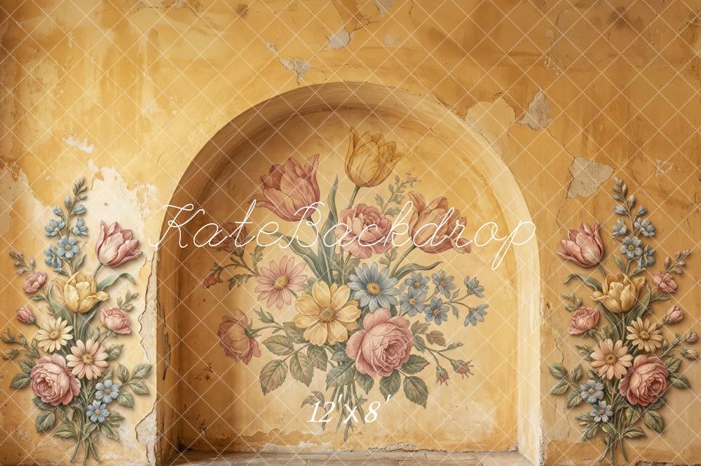 Kate Vintage Wall Floral Niche Yellow Fleece Backdrop Designed by Patty Robert - Image 4