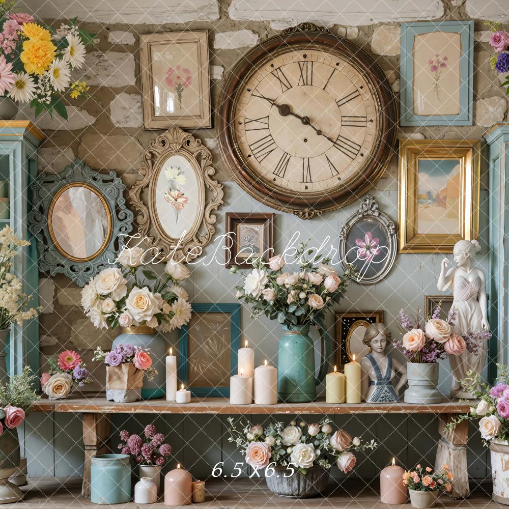 Kate Vintage Wall Flowers Candles Statues Backdrop Designed by Mini MakeBelieve - Image 2