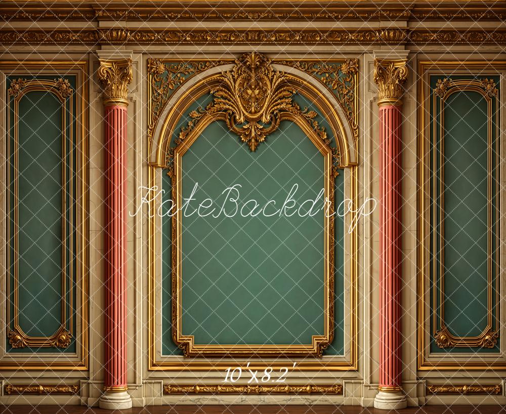 Kate Vintage Wall Gold Ornate Arch Fleece Backdrop Designed by Emetselch - Image 3