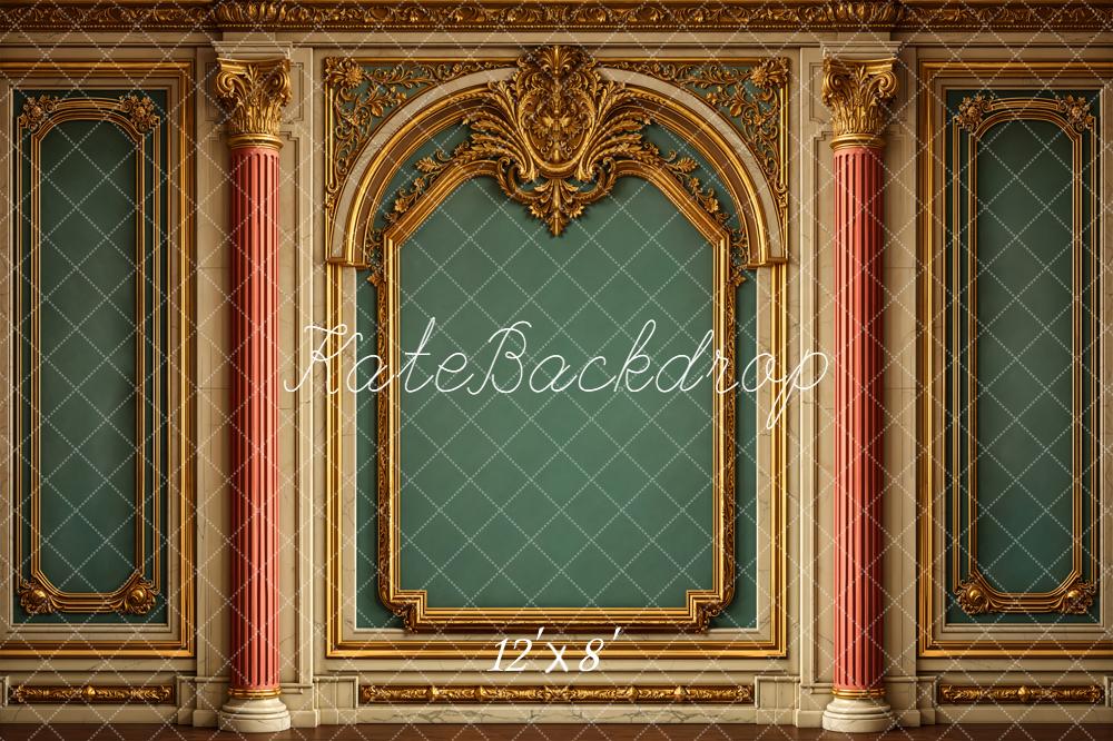 Kate Vintage Wall Gold Ornate Arch Fleece Backdrop Designed by Emetselch - Image 4