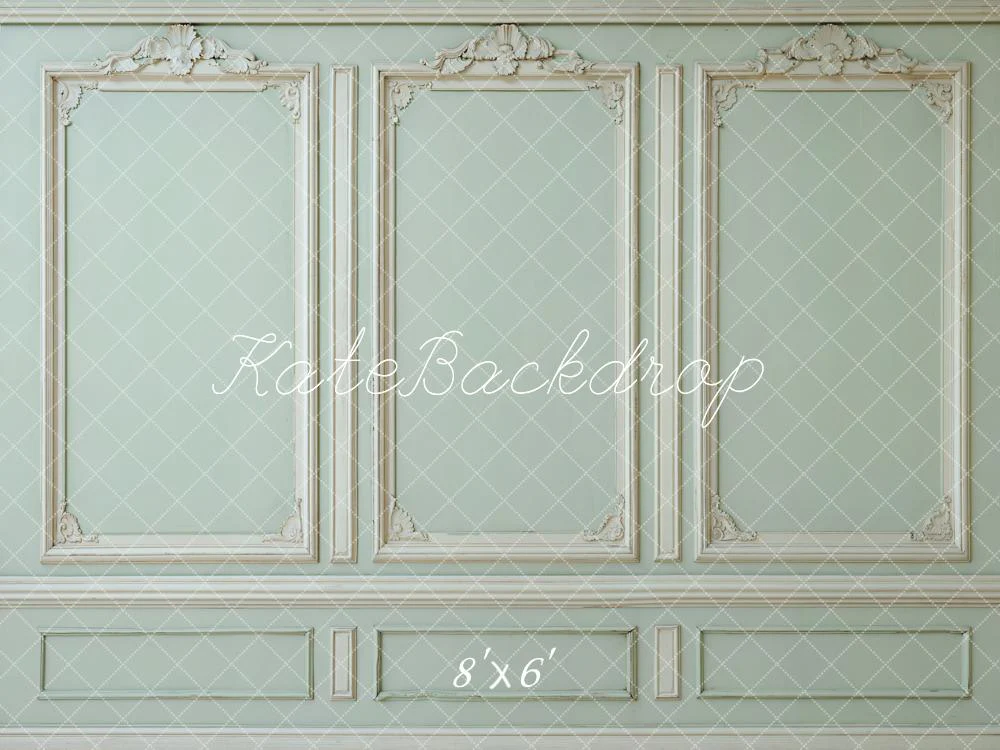 Kate Vintage Wall Ornate Moulding Green Fleece Backdrop Designed by Kate image