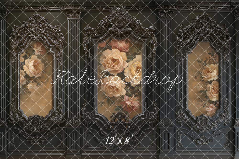 Kate Vintage Wall Ornate Roses Dark Backdrop Designed by Emetselch - Image 9
