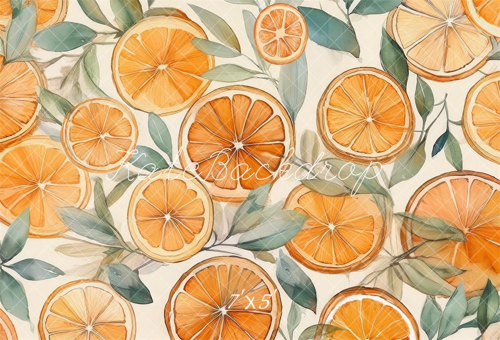 Kate Watercolor Oranges Backdrop Designed by Mandy Ringe Photography