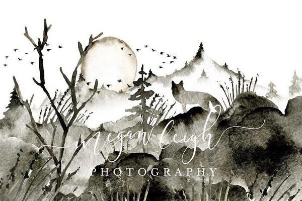 Kate Watercolor Wild Backdrop Designed by Megan Leigh Photography