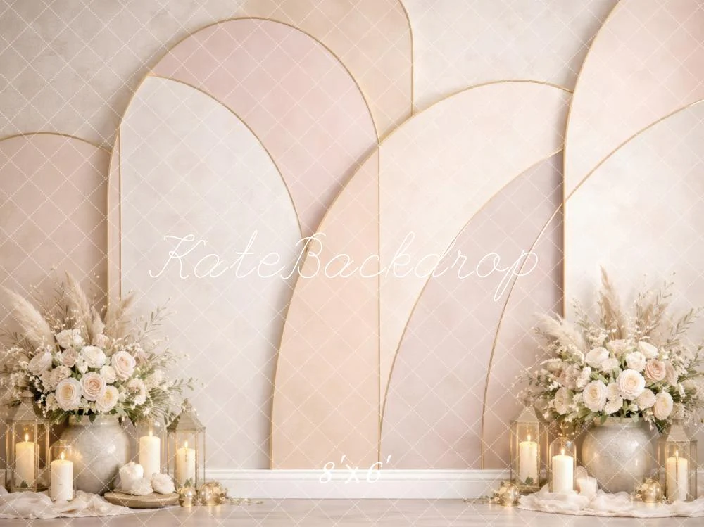 Kate Wedding Arch Candles Neutral Backdrop Designed by Vertigo Productions - Image 3