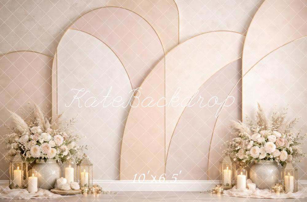 Kate Wedding Arch Candles Neutral Backdrop Designed by Vertigo Productions - Image 4