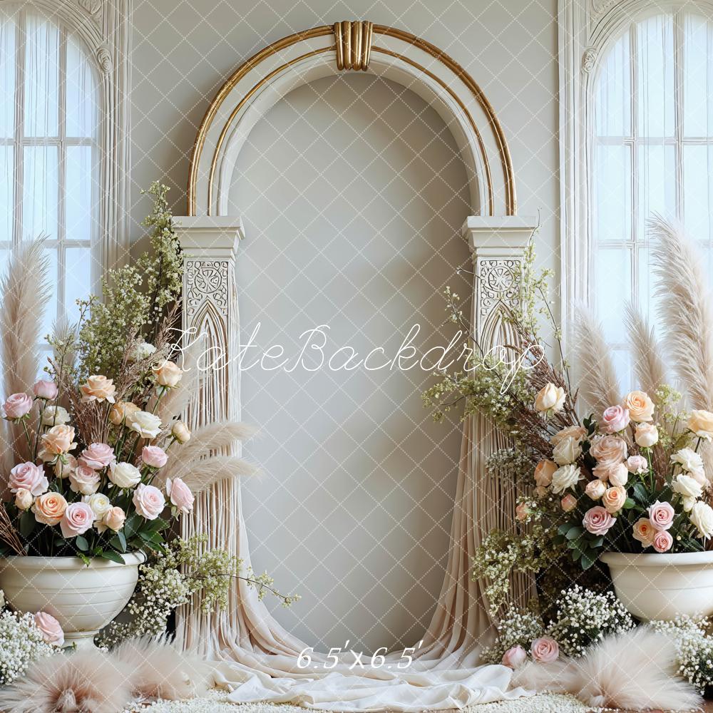Kate Wedding Arch Floral Pampas Cream Backdrop Designed by Mini MakeBelieve - Image 2