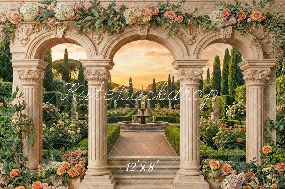 Kate Wedding Arch Garden Fountain Fleece Backdrop Designed by Emstselch - Image 4