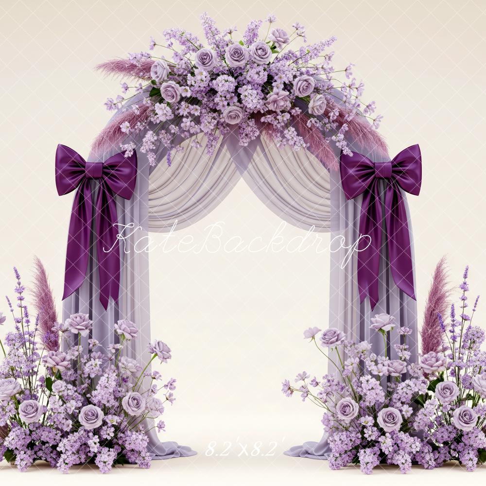 Kate Wedding Arch Purple Floral Bows Backdrop Designed by Patty Robert - Image 5