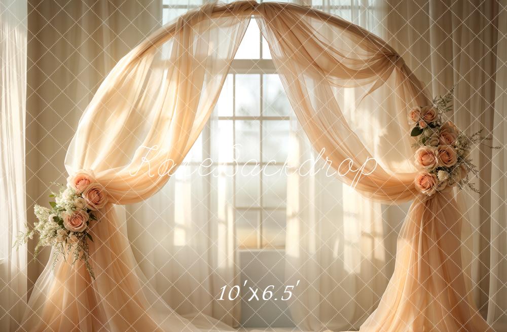 Kate Wedding Arch Window Light Peach Backdrop Designed by Emetselch - Image 4
