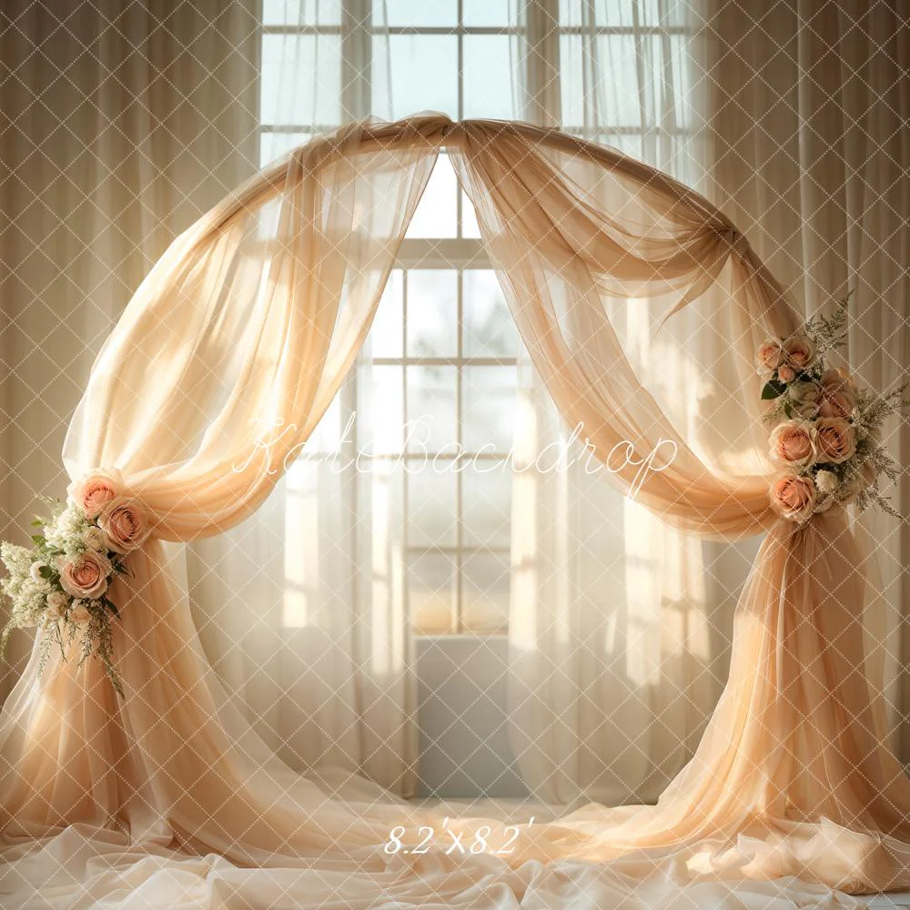Kate Wedding Arch Window Light Peach Backdrop Designed by Emetselch - Image 5